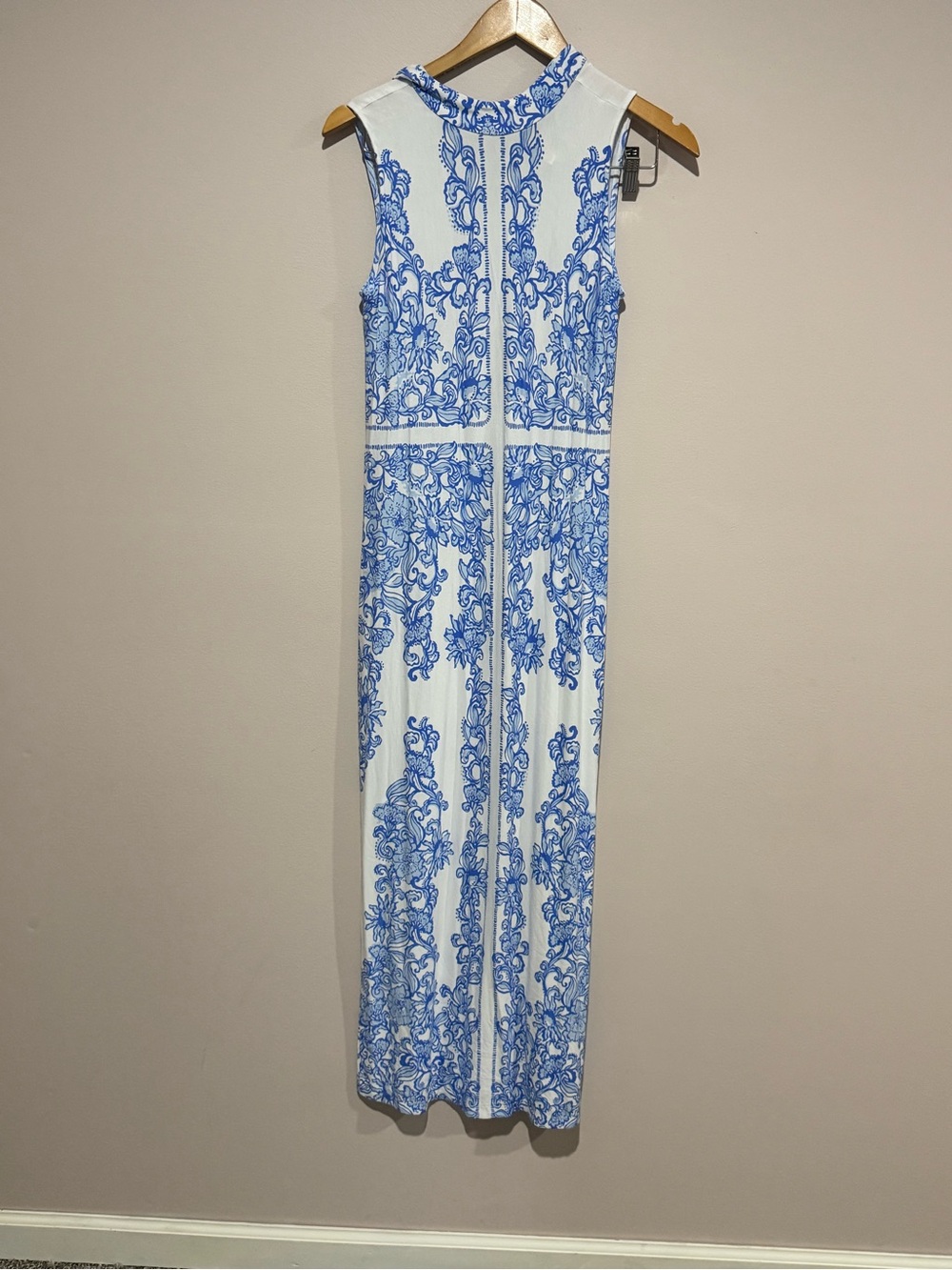 Lilly Pulitzer Wellington Blue white Maxi Dress sz XS $228 slits, sleeveless